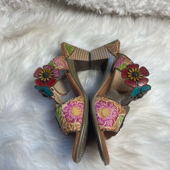 L’ARTISTE Spring Step Multi Leather slides heels Straps Sandals EUR SZ 39 US8.5 - Picture 2 of 11